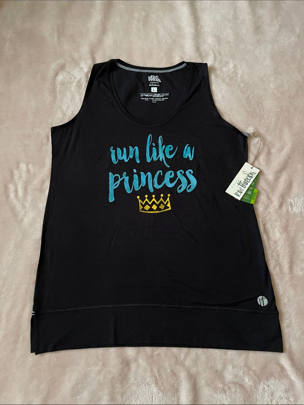 Raw Threads “Run Like a Princess' Black Tank Top